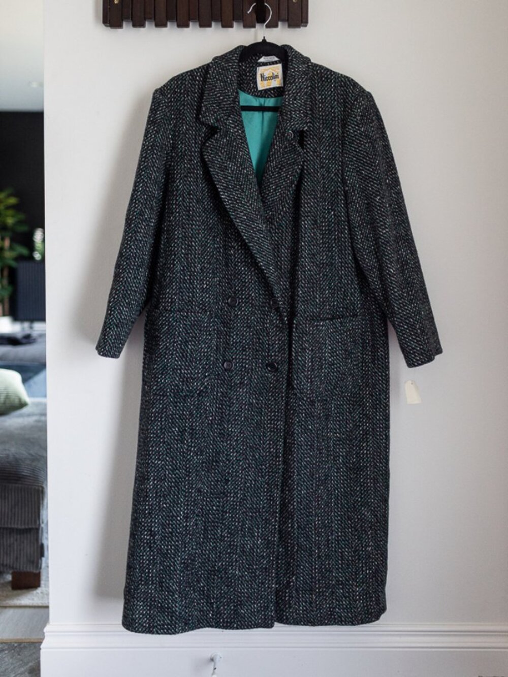 Niccolini Vintage Wool Blend Tweed Coat NWT Made in Canada Teal Black Sz 18